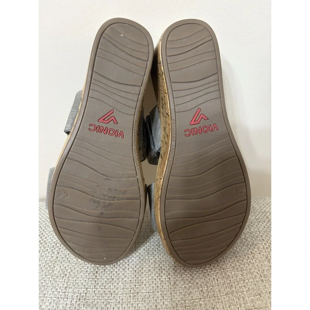Vionic Pepper Ruched Wedges Adjustable Orthopedic‎ Sandals Strappy Womens 8